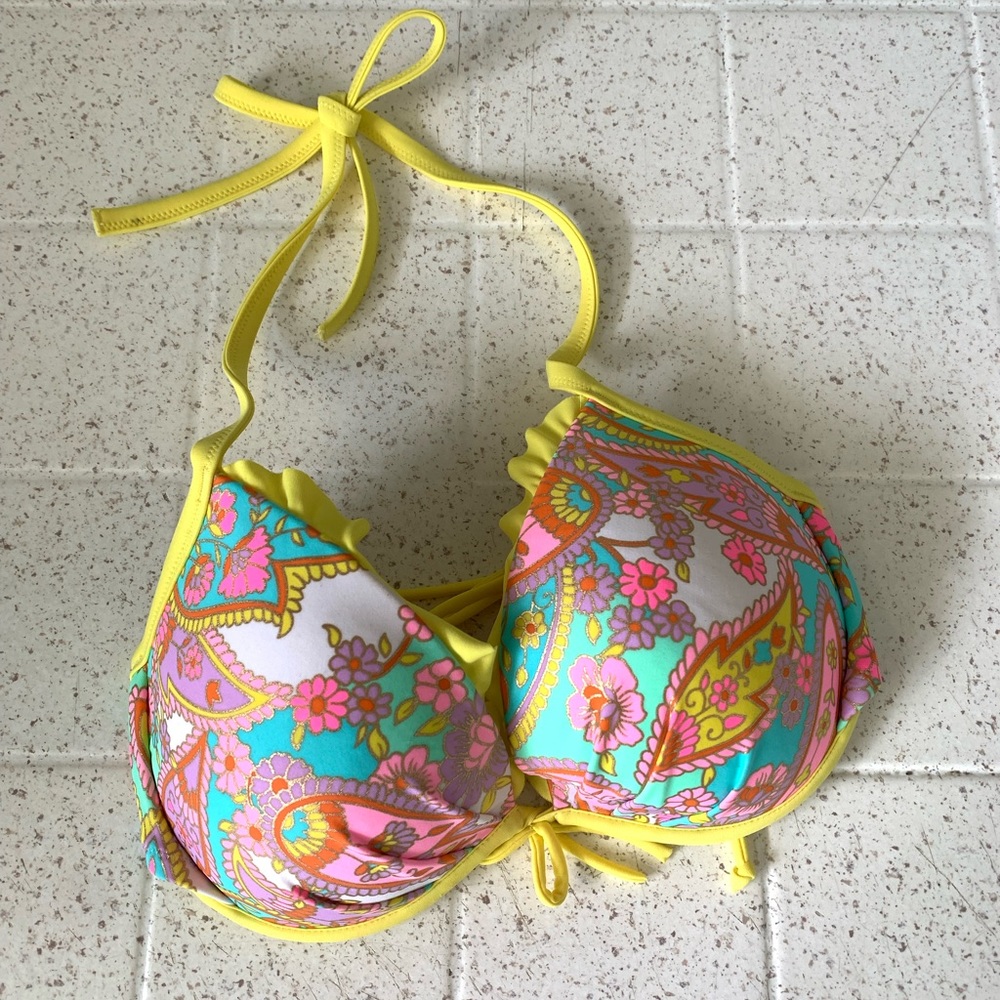 Victoria’s Secret vibrant Paisley bikini top 34D push-up padded